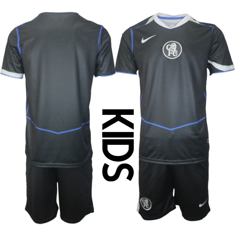 Youth 2025-2026 Club Chelsea away black blank Soccer Jersey->customized soccer jersey->Custom Jersey